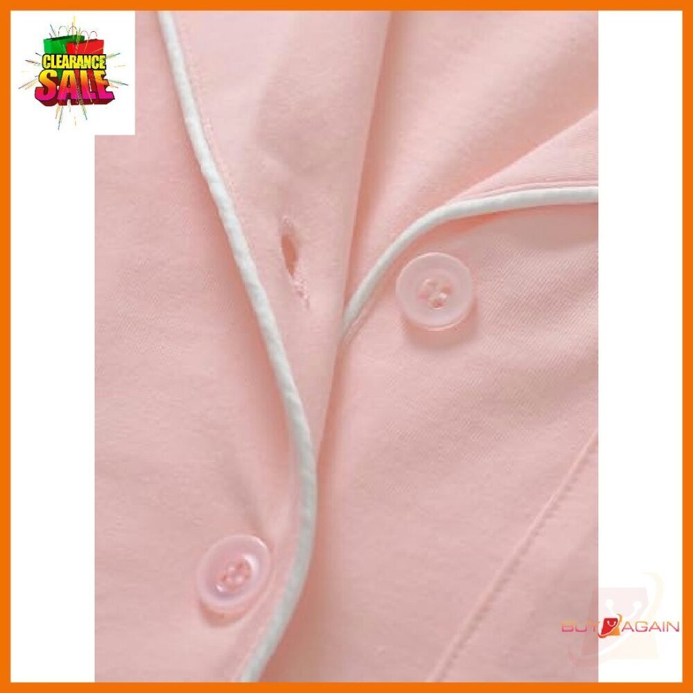 Petite Cotton Pajama Set Soft Piping Trim Sleepwear - Picture 5 of 7